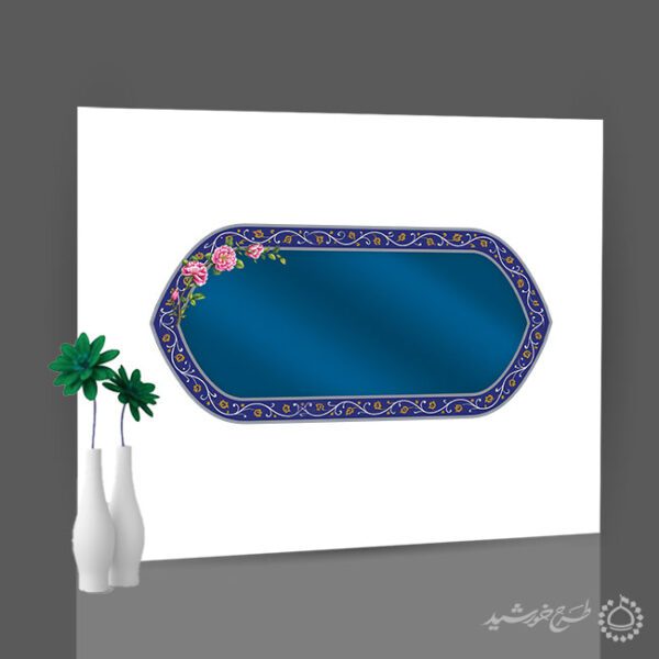 قاب طرح اسلیمی سورمه ای با حاشیه گل پیچ لایه باز برای چاپ و طراحی قاب و حاشیه لایه باز