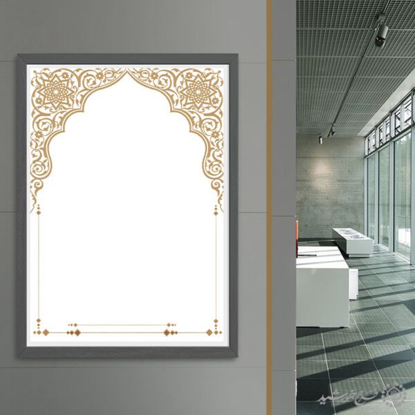 زمینه پوستر آماده با حاشیه تزئینی اسلیمی سنتی لایه باز برای چاپ و طراحی پوستر خام و آماده لایه باز