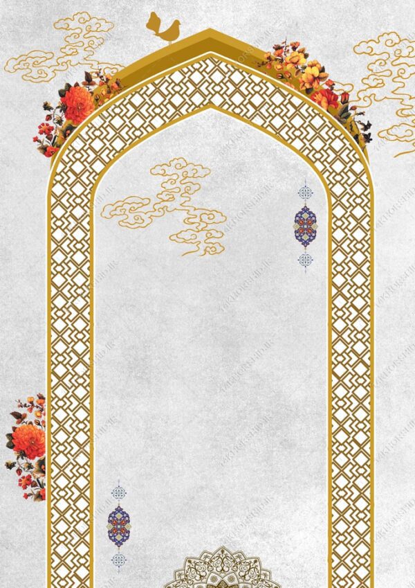 زمینه پوستر آماده لایه باز محراب اسلیمی برای چاپ و طراحی پوستر خام و آماده لایه باز