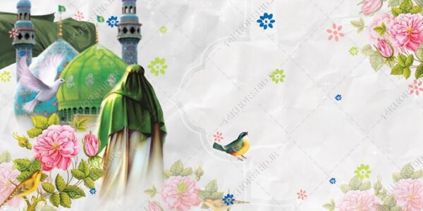 زمینه بنر آماده لایه باز اسلیمی گل کاغذی برای چاپ و طراحی زمینه بنر لایه باز