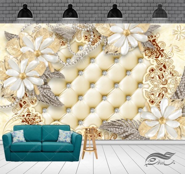 طرح کاغذ دیواری لایه باز گل برجسته ۶ psd برای چاپ و طراحی کاغذ دیواری لایه باز