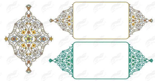 طرح کادر و حاشیه تذهیب لایه باز اسلیمی ۲۵ psd برای چاپ و طراحی تذهیب لایه باز