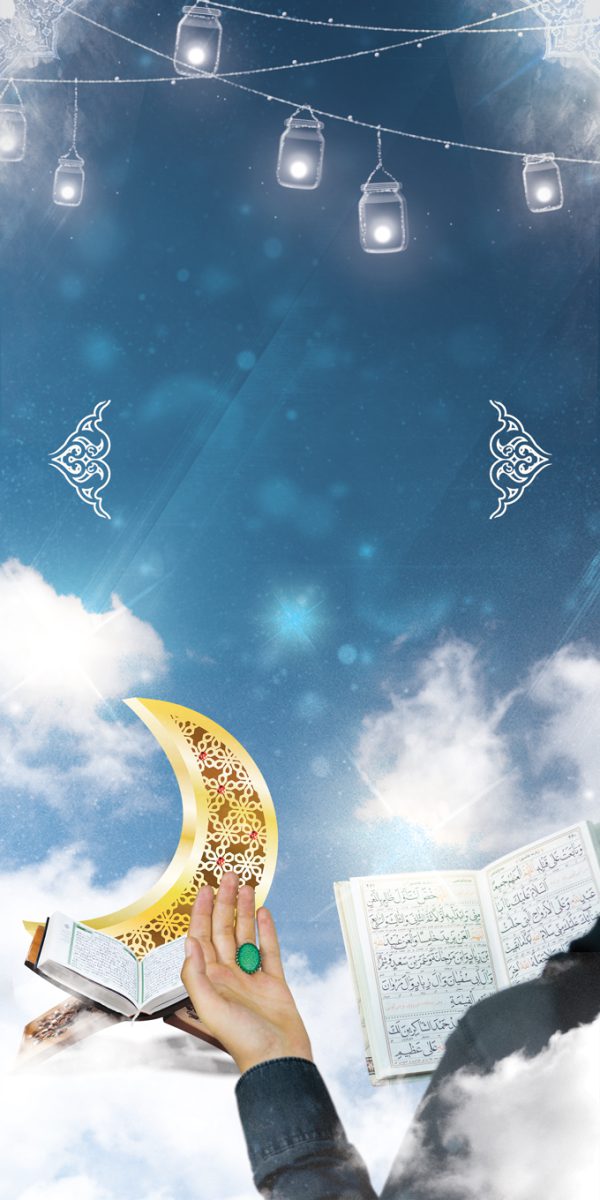 زمینه بنر آماده لایه باز آسمان رمضان برای چاپ و طراحی زمینه بنر لایه باز