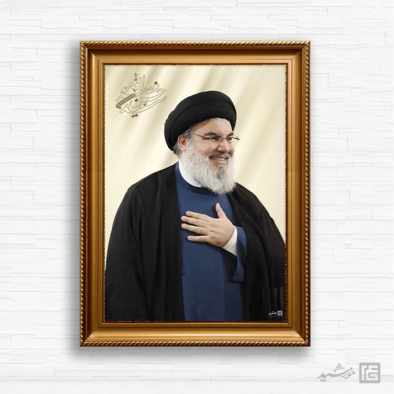 قاب عکس شهید سید حسن نصرالله لایه باز برای چاپ و طراحی پوستر لایه باز برای قاب عکس