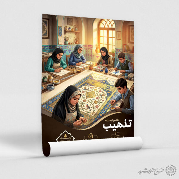 پوستر لایه باز کلاس های تابستانه طراحی و نقاشی برای چاپ و طراحی پوستر طرح اوقات فراغت