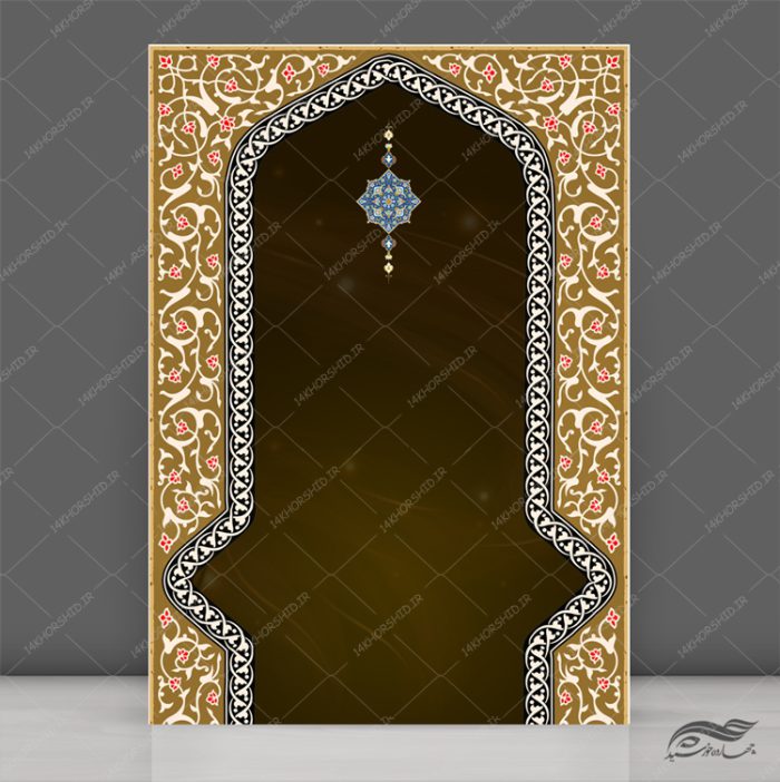 پوستر لایه باز کادر و حاشیه اسلیمی تذهیب psd برای چاپ و طراحی زمینه آماده لایه باز پوستر