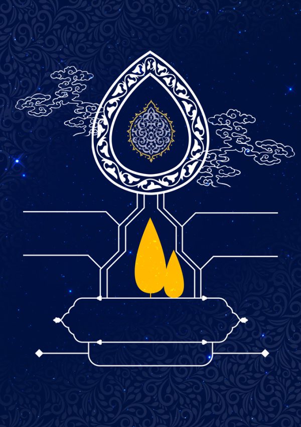 زمینه پوستر آماده لایه باز اسلیمی فراخوان برای چاپ و طراحی ابزار های گرافیکی لایه باز