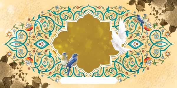 زمینه بنر آماده لایه باز اسلیمی گل پیچ برای چاپ و طراحی