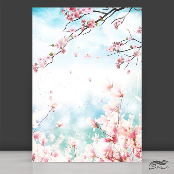 پوستر لایه باز شکوفه و آسمان برای چاپ و طراحی زمینه آماده لایه باز پوستر