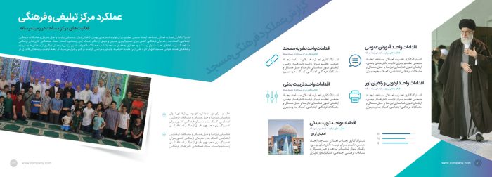 قالب لایه باز گزارش عملکرد کانون مساجد PSD برای چاپ و طراحی گزارش عملکرد لایه باز
