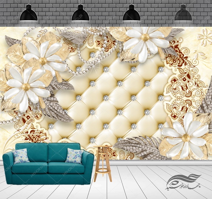 طرح کاغذ دیواری لایه باز گل برجسته ۶ psd برای چاپ و طراحی کاغذ دیواری لایه باز