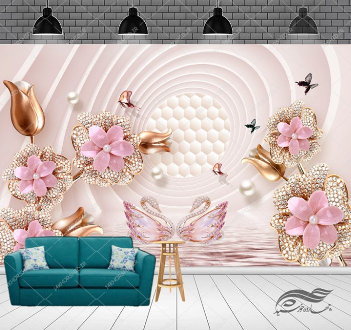 طرح کاغذ دیواری لایه باز گل برجسته ۷ psd برای چاپ و طراحی کاغذ دیواری لایه باز