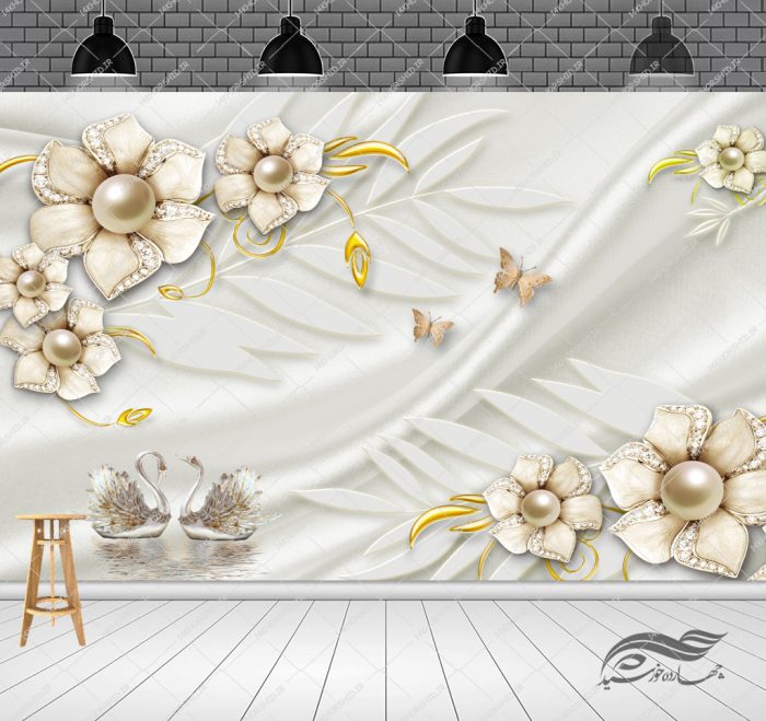 طرح کاغذ دیواری لایه باز گل برجسته ۴ psd برای چاپ و طراحی کاغذ دیواری لایه باز