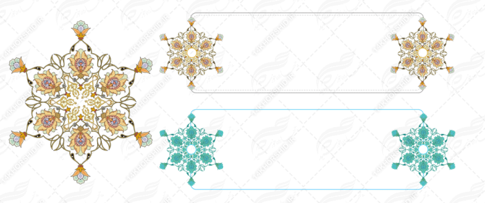 طرح کادر و حاشیه تذهیب لایه باز اسلیمی ۳۲ psd برای چاپ و طراحی تذهیب لایه باز