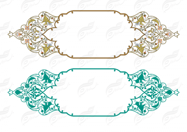طرح کادر و حاشیه تذهیب لایه باز اسلیمی ۲۷ psd برای چاپ و طراحی تذهیب لایه باز