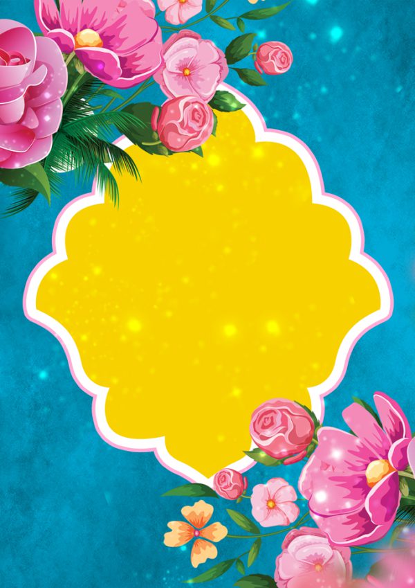 زمینه پوستر آماده لایه باز گل اسلیمی برای چاپ و طراحی پوستر خام و آماده لایه باز