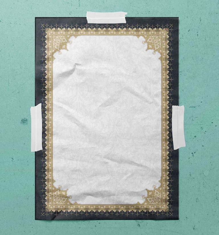 پوستر لایه باز اسلیمی تذهیب ترحیم و تسلیت psd برای چاپ و طراحی پوستر خام و آماده لایه باز