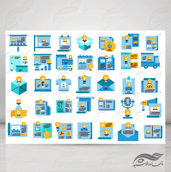 مجموعه آیکن فلت لایه باز psd سری اول برای چاپ و طراحی آیکن فلت لایه باز