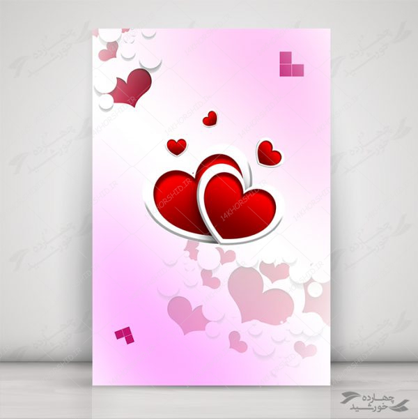 زمینه پوستر لایه باز قلب ها فانتزی psd برای چاپ و طراحی پوستر خام و آماده لایه باز