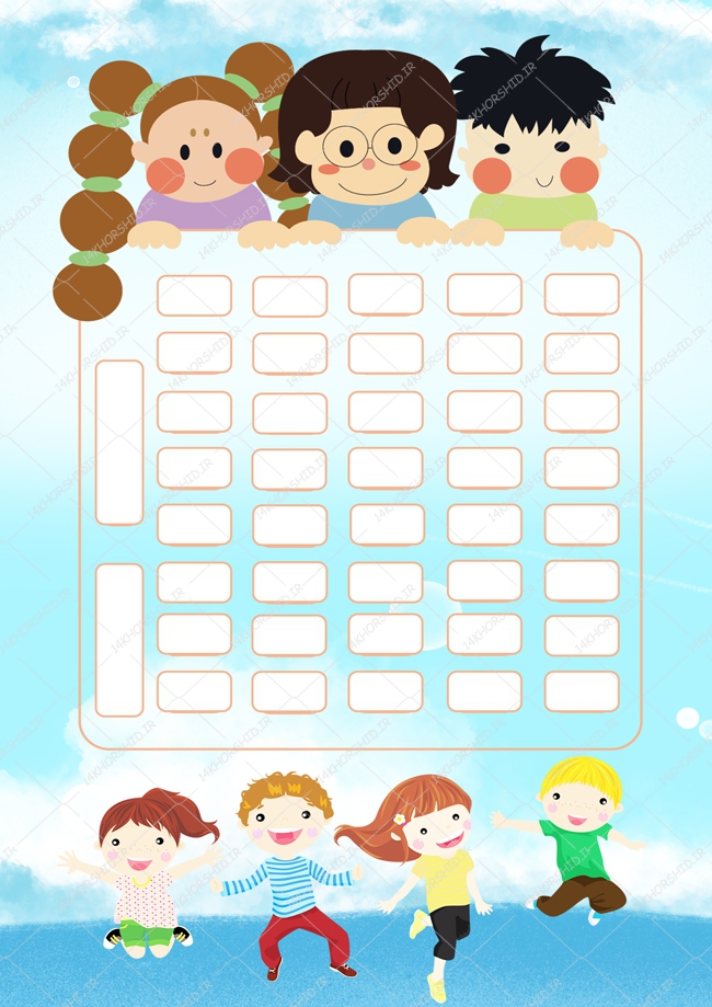 پوستر لایه باز برنامه هفتگی کودکانه ۱ psd پوستر لایه باز برنامه هفتگی کودکانه ۱ psd برای چاپ و طراحی پس زمینه لایه باز کودکانه و مدرسه