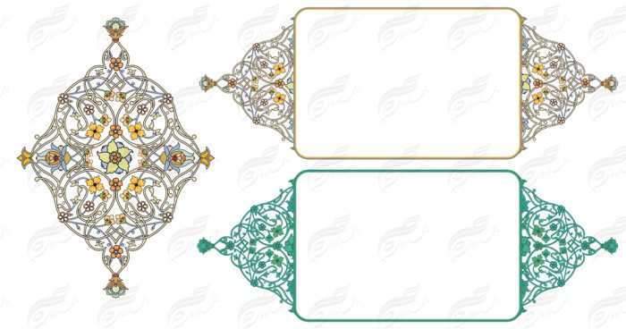 طرح کادر و حاشیه تذهیب لایه باز اسلیمی ۲۵ psd برای چاپ و طراحی تذهیب لایه باز