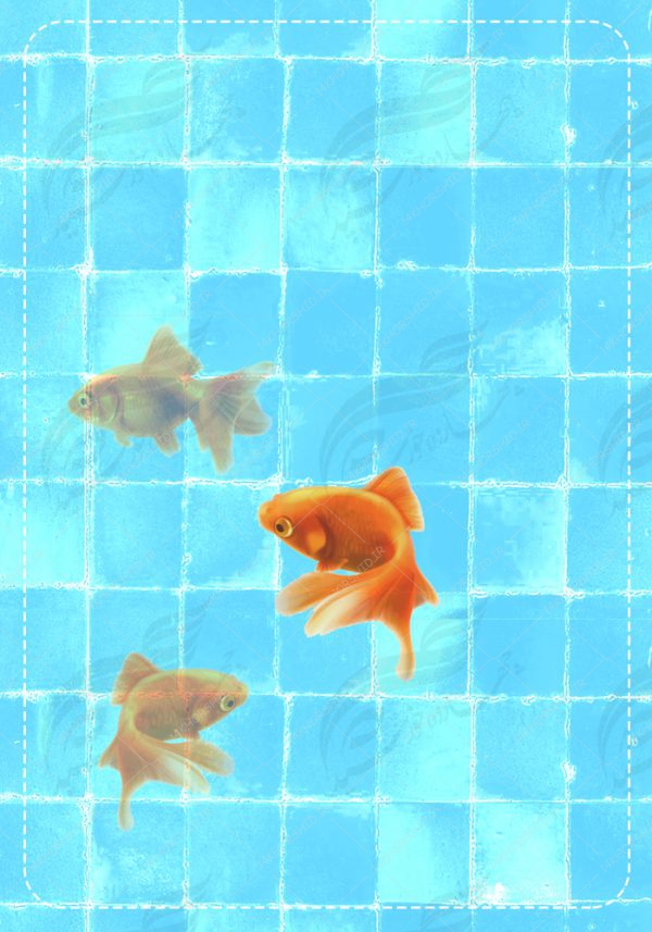 زمینه پوستر لایه باز کاشی حوض و ماهی psd برای چاپ و طراحی پوستر خام و آماده لایه باز